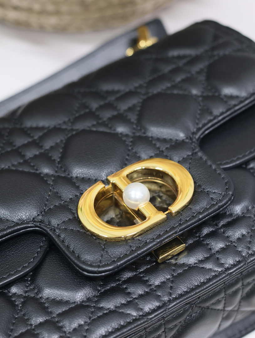 Small Dior Jolie Top Handle Bag M9271 Black Calfskin - Default Title - View 8