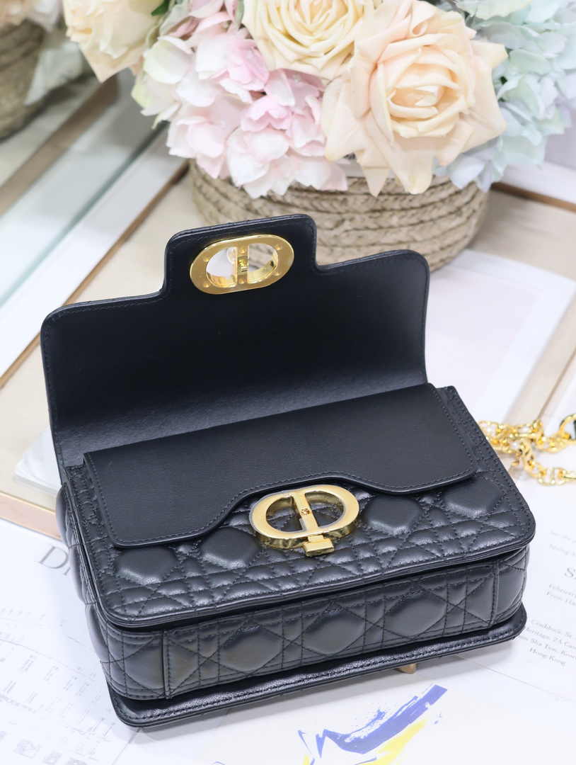 Small Dior Jolie Top Handle Bag M9271 Black Calfskin - Default Title - View 6