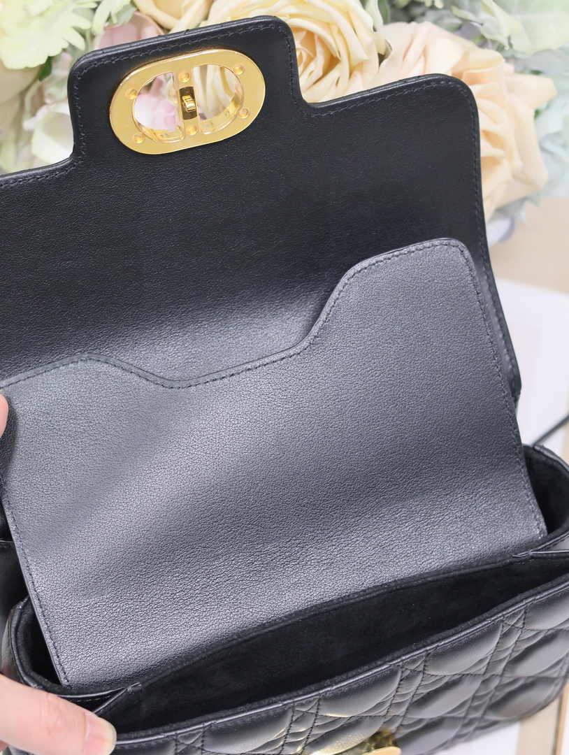 Small Dior Jolie Top Handle Bag M9271 Black Calfskin - Default Title - View 9
