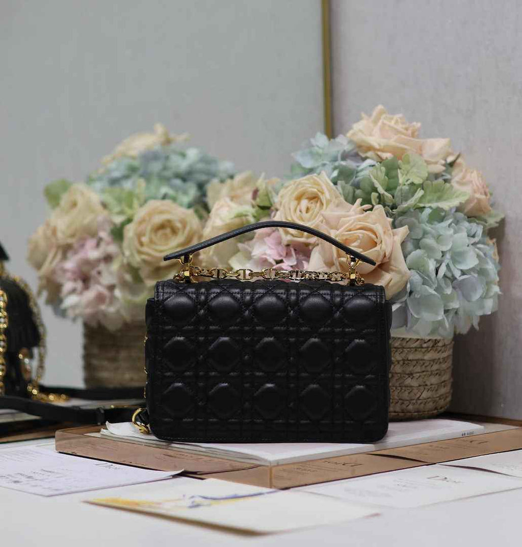 Small Dior Jolie Top Handle Bag M9271 Black Calfskin - Default Title - View 4