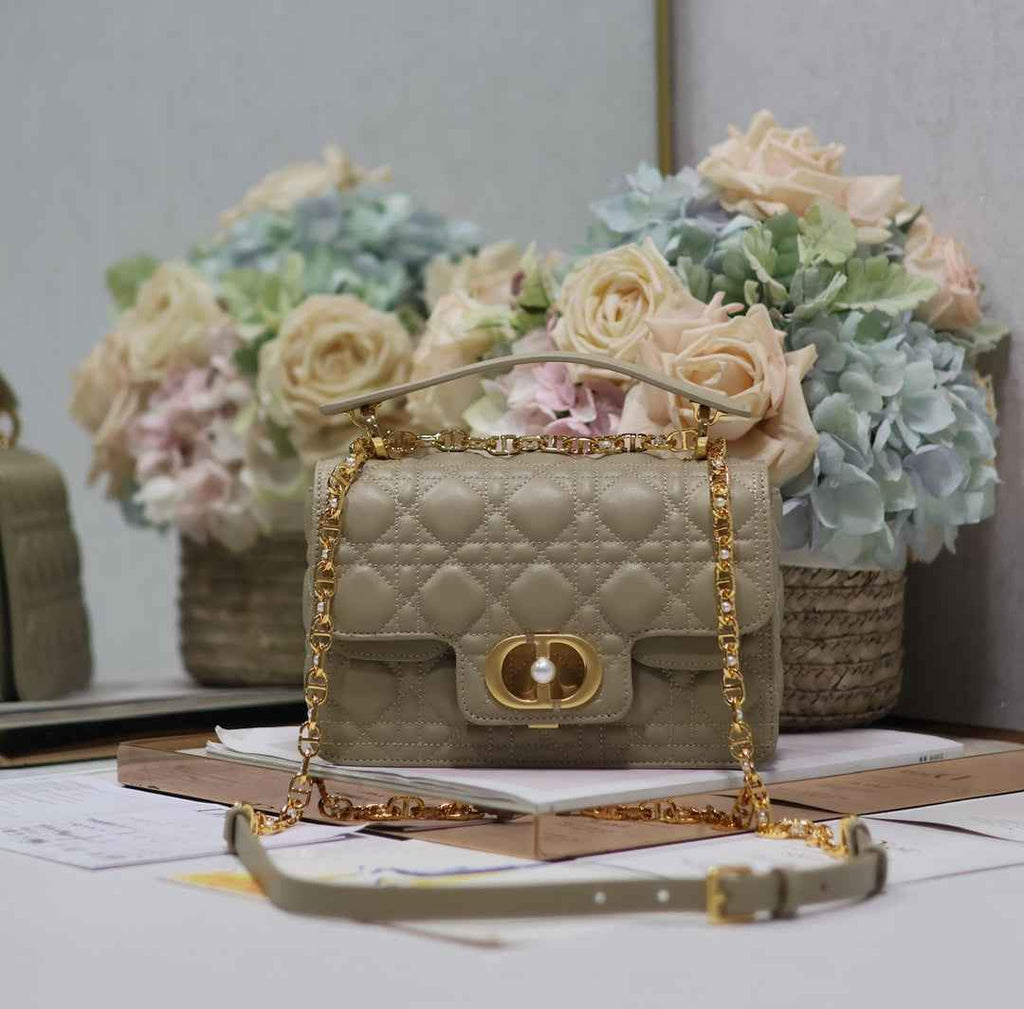 Small Dior Jolie Top Handle Bag M9271 Gray Calfskin - Default Title - View 1