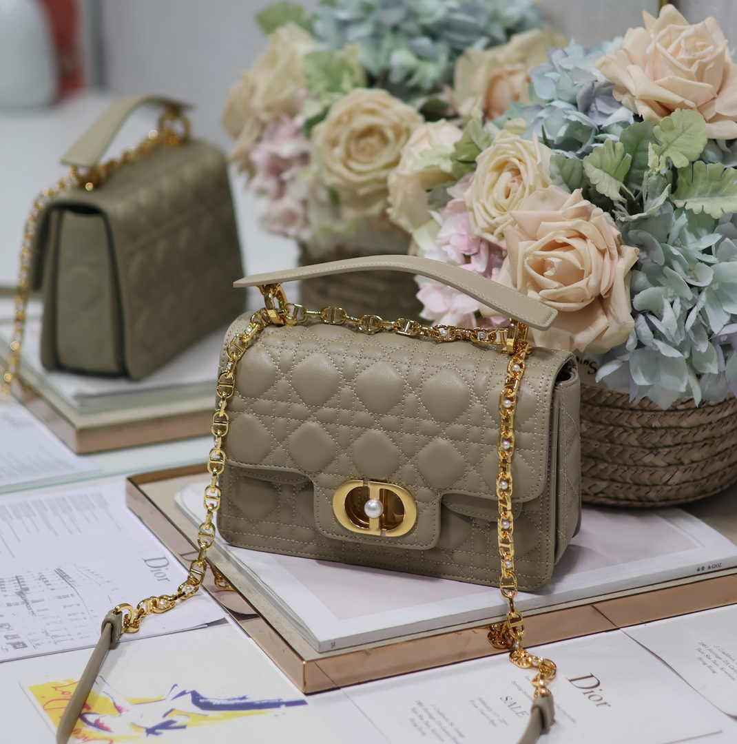 Small Dior Jolie Top Handle Bag M9271 Gray Calfskin - Default Title - View 2
