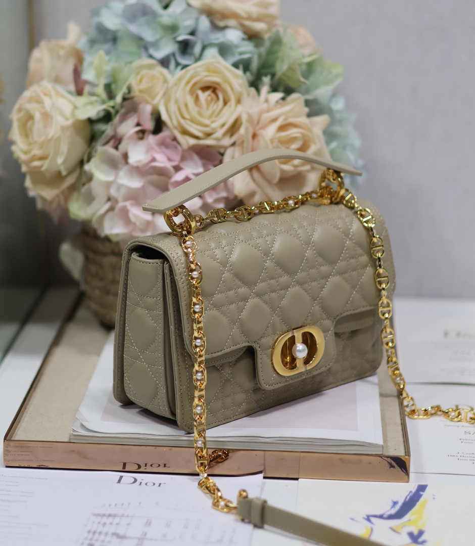 Small Dior Jolie Top Handle Bag M9271 Gray Calfskin - Default Title - View 3
