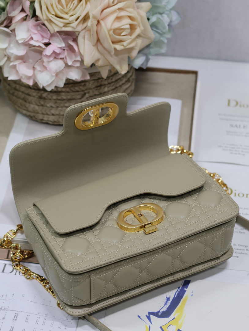 Small Dior Jolie Top Handle Bag M9271 Gray Calfskin - Default Title - View 7