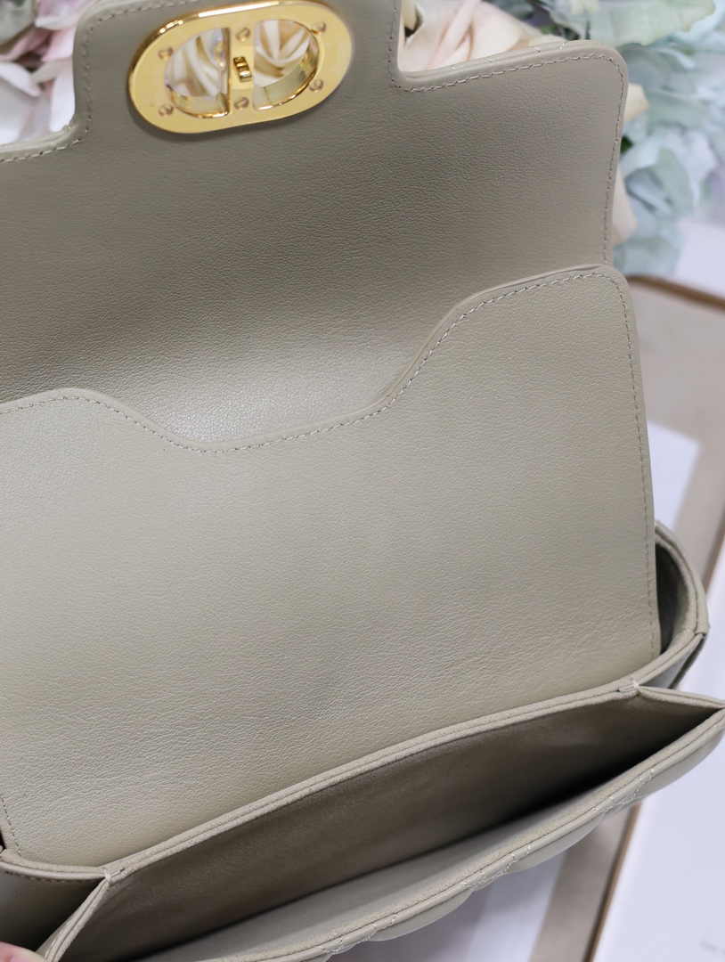 Small Dior Jolie Top Handle Bag M9271 Gray Calfskin - Default Title - View 9
