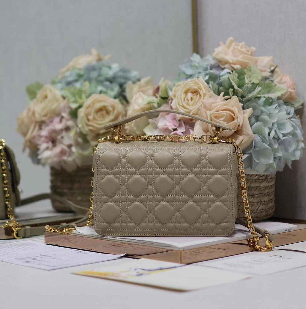 Small Dior Jolie Top Handle Bag M9271 Gray Calfskin - Default Title - View 4