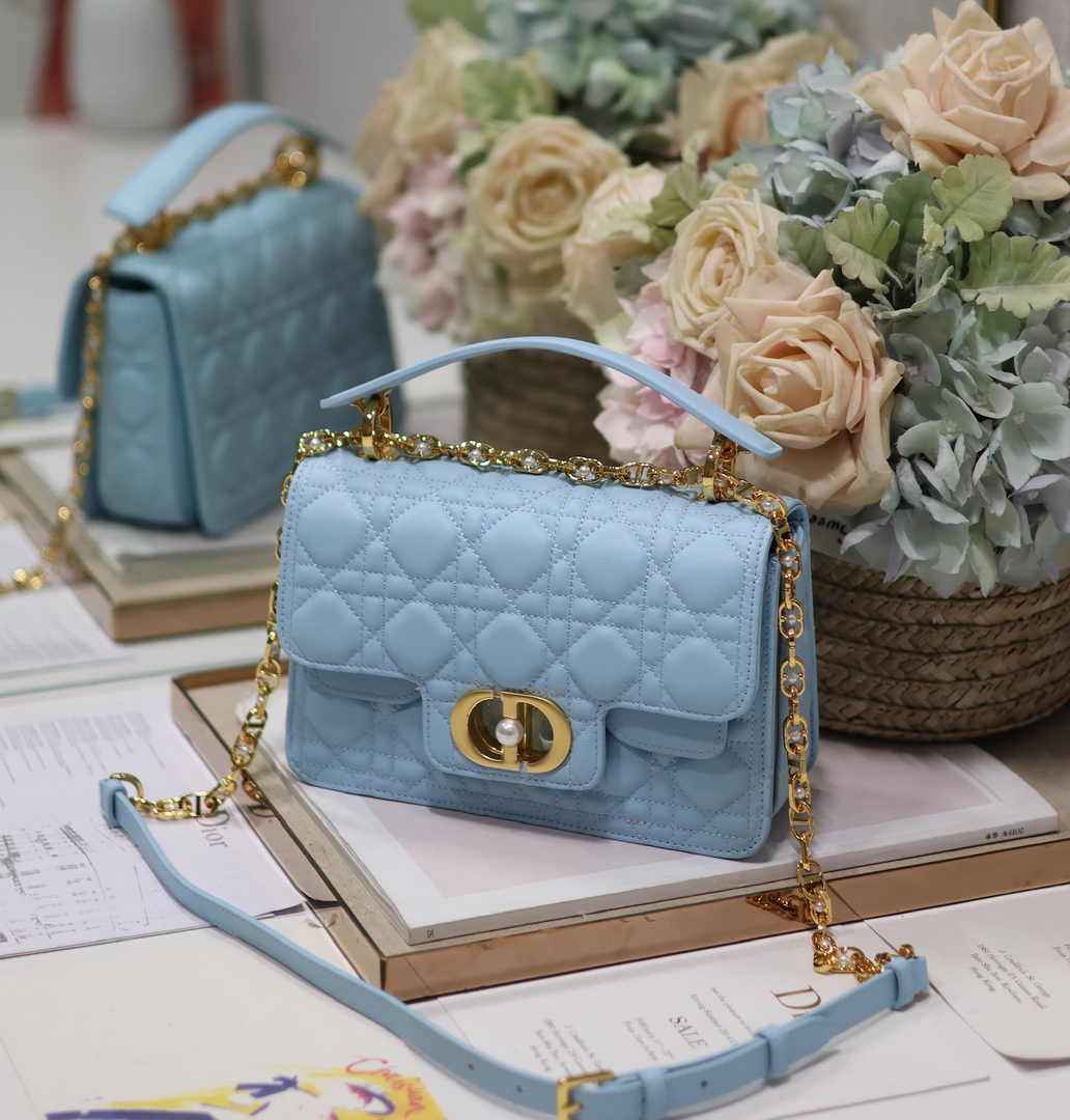 Small Dior Jolie Top Handle Bag M9271 Blue Calfskin - Default Title - View 2