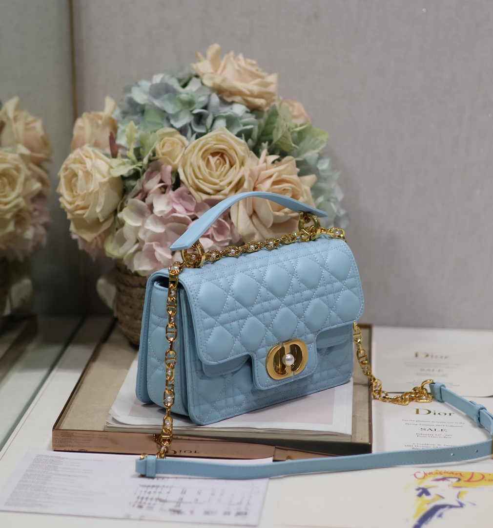 Small Dior Jolie Top Handle Bag M9271 Blue Calfskin - Default Title - View 3