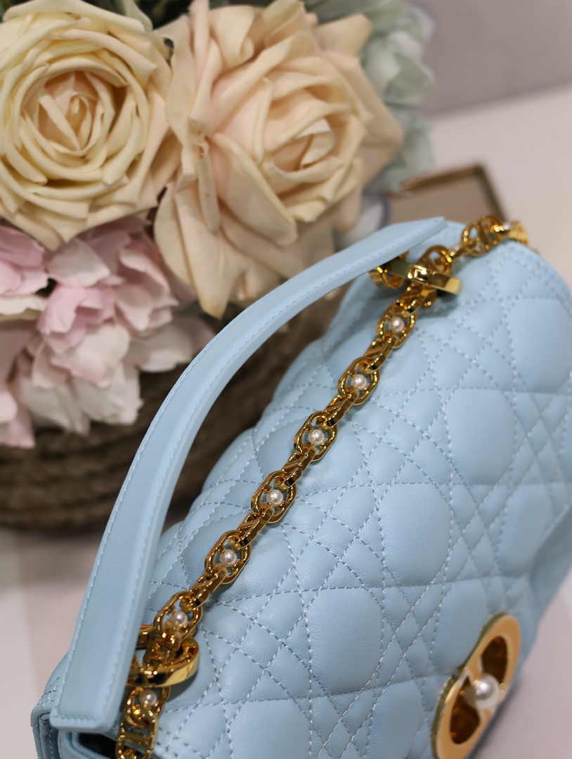 Small Dior Jolie Top Handle Bag M9271 Blue Calfskin - Default Title - View 5