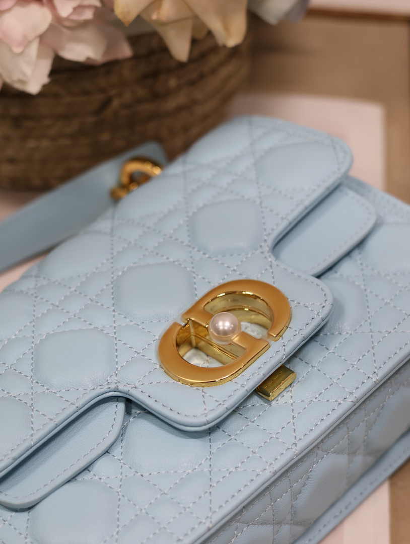 Small Dior Jolie Top Handle Bag M9271 Blue Calfskin - Default Title - View 6