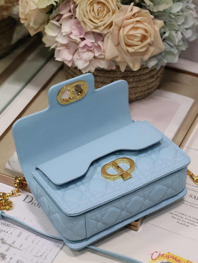 Small Dior Jolie Top Handle Bag M9271 Blue Calfskin - Default Title - View 7