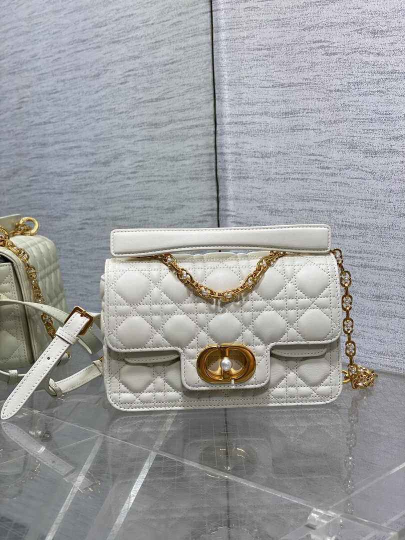 Small Dior Jolie Top Handle Bag M9271 White Calfskin - Default Title - View 1