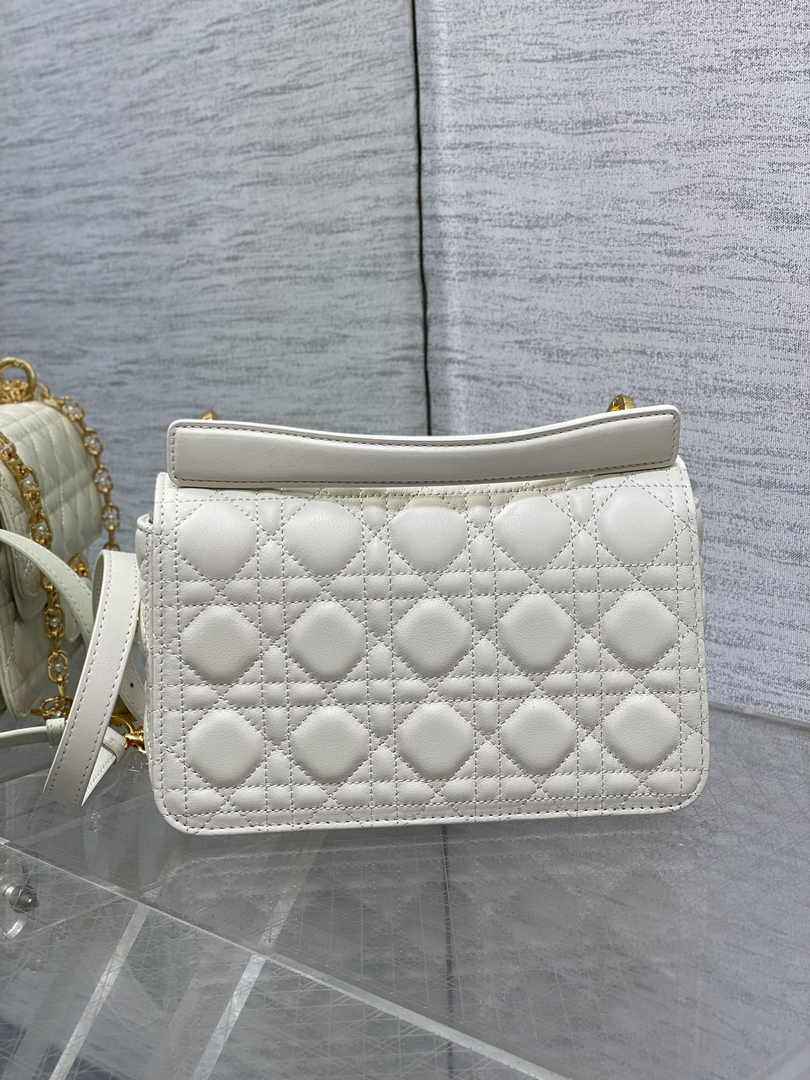 Small Dior Jolie Top Handle Bag M9271 White Calfskin - Default Title - View 3