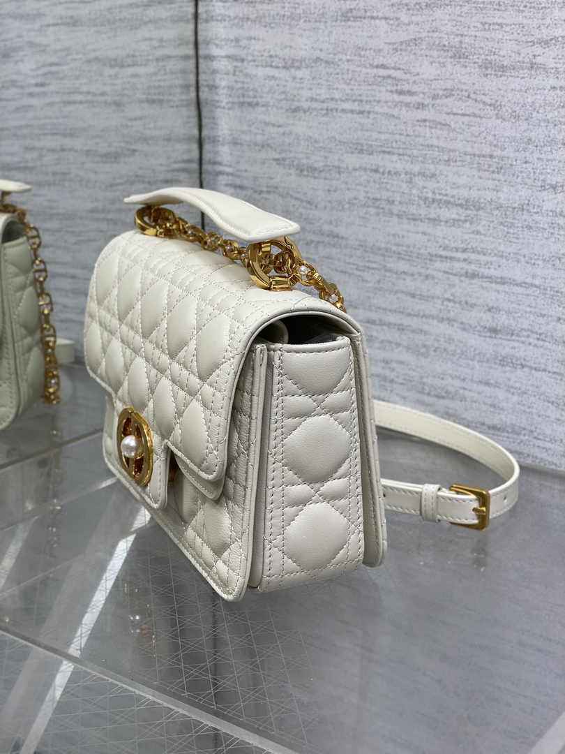 Small Dior Jolie Top Handle Bag M9271 White Calfskin - Default Title - View 4