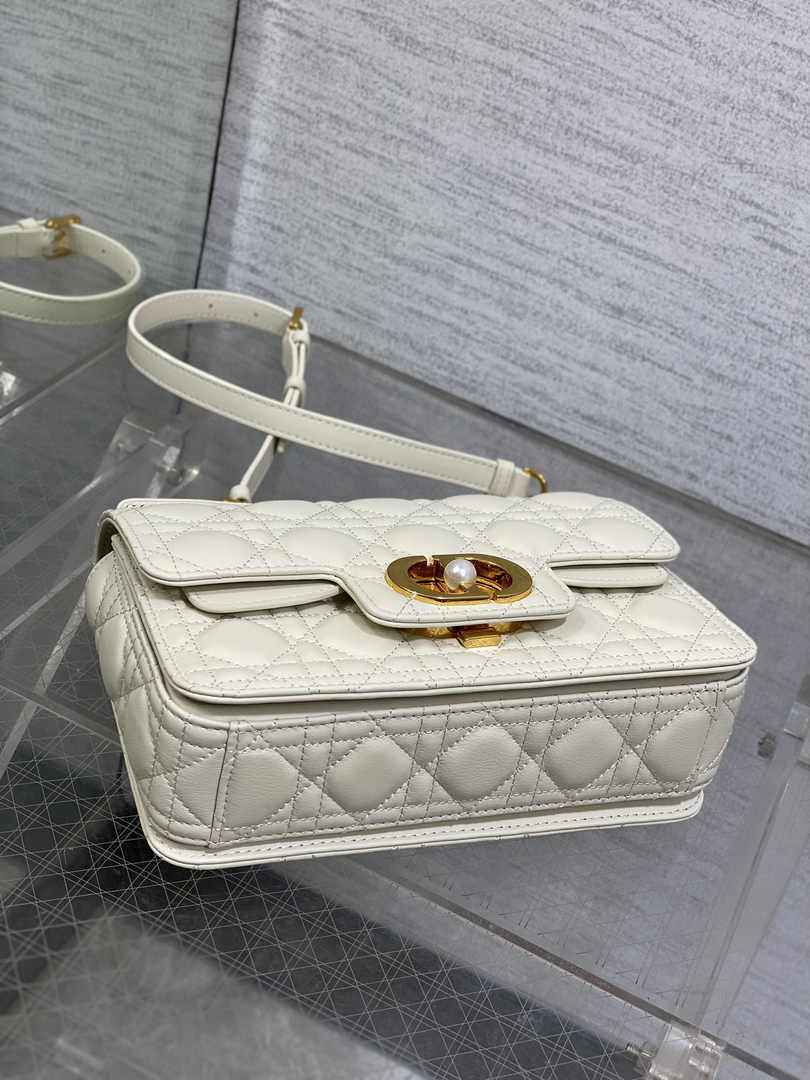 Small Dior Jolie Top Handle Bag M9271 White Calfskin - Default Title - View 5