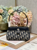 Small Dior Key Bag M1844 Blue Oblique Jacquard
