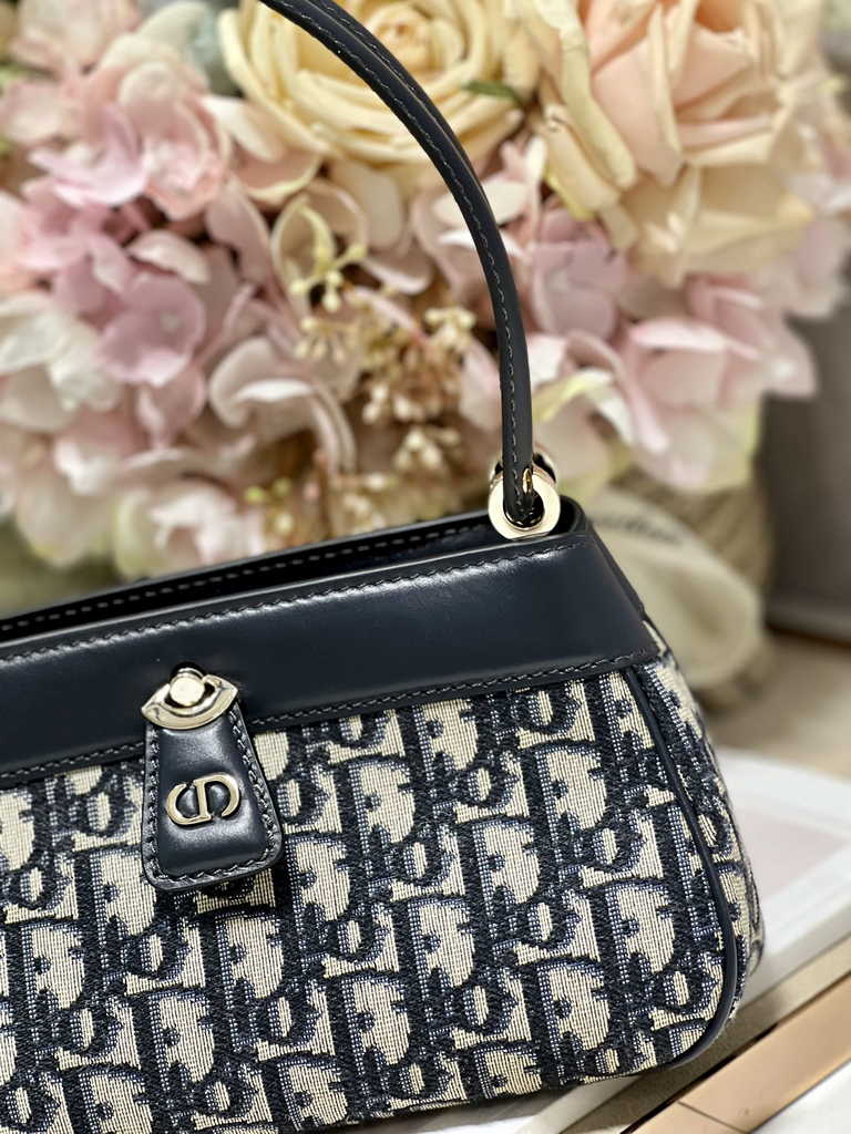 Small Dior Key Bag M1844 Blue Oblique Jacquard