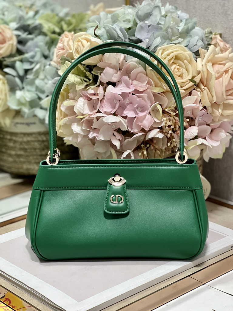 Small Dior Key Bag M1844 Green Box Calfskin