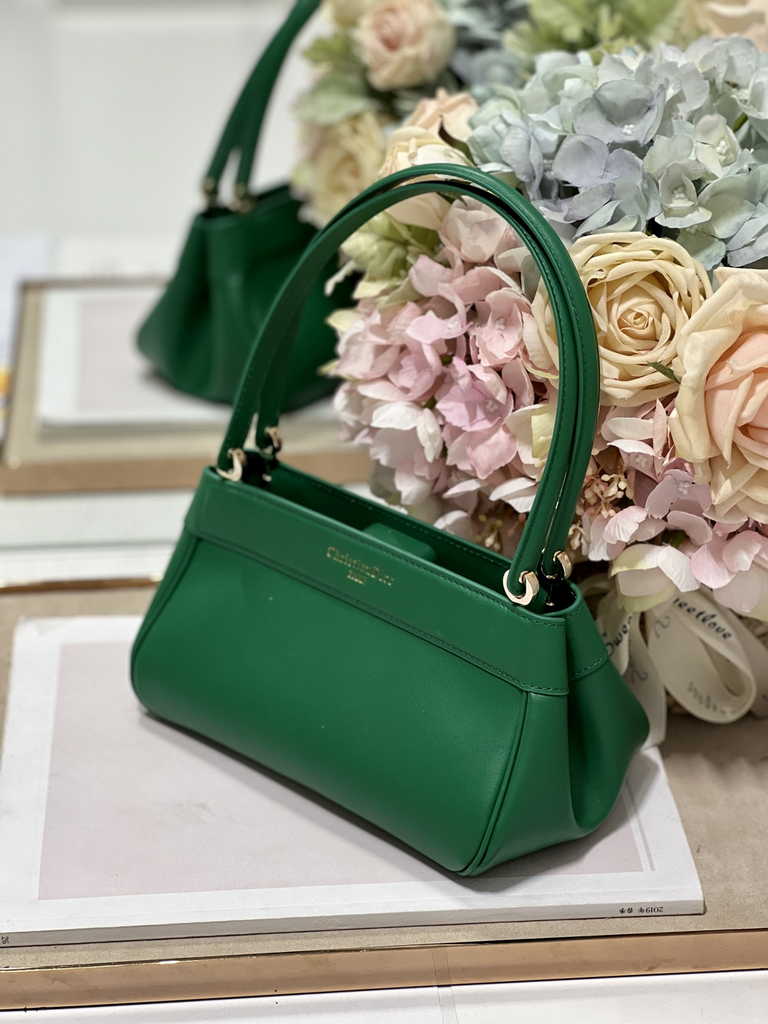 Small Dior Key Bag M1844 Green Box Calfskin