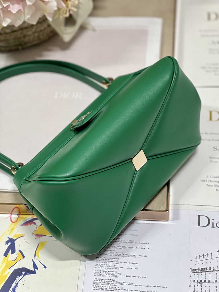Small Dior Key Bag M1844 Green Box Calfskin