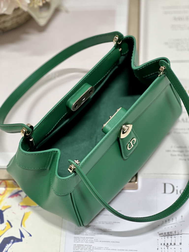Small Dior Key Bag M1844 Green Box Calfskin