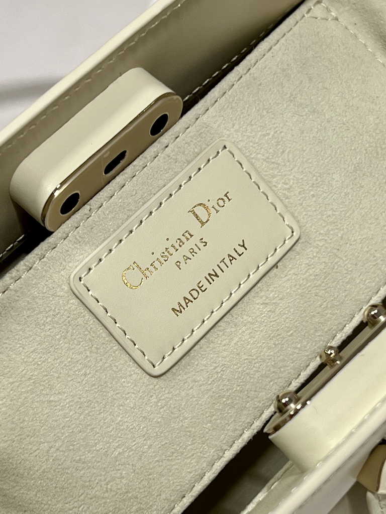 Small Dior Key Bag M1844 Dusty Ivory Box Calfskin