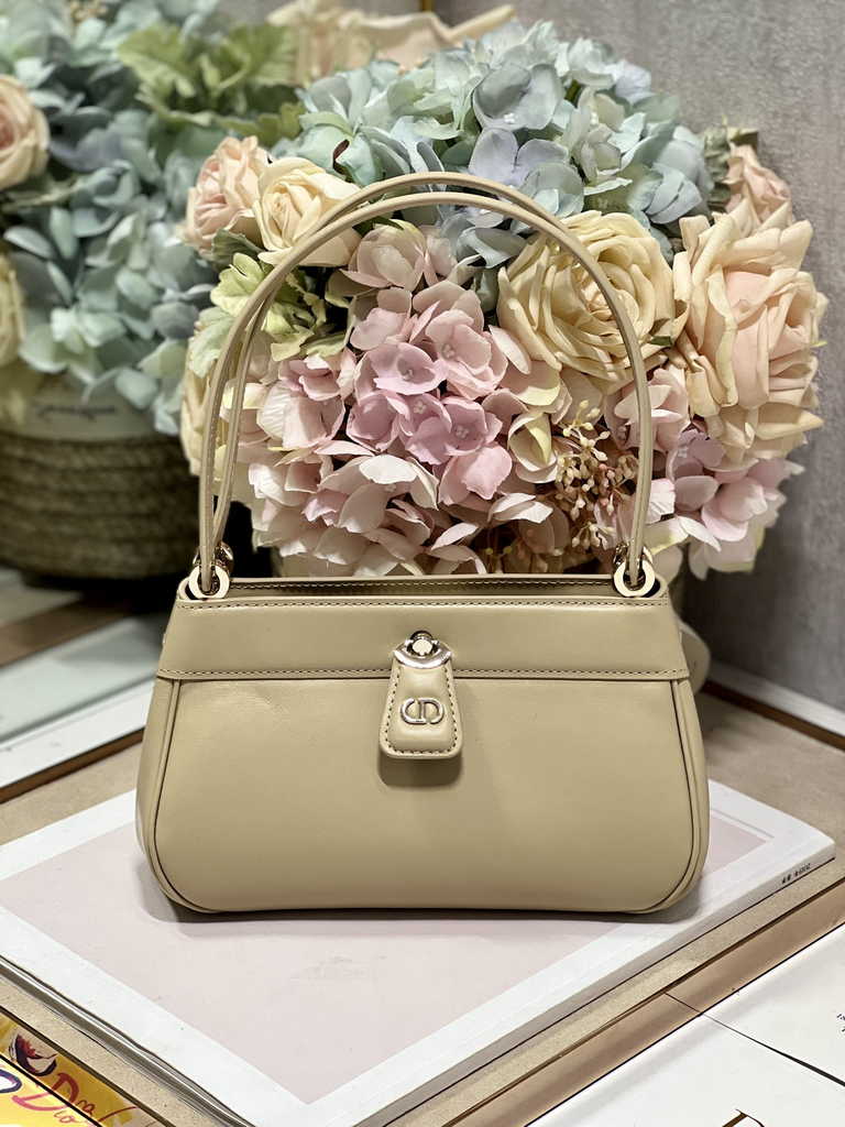 Small Dior Key Bag M1844 Dark Beige Box Calfskin