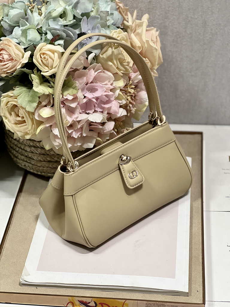 Small Dior Key Bag M1844 Dark Beige Box Calfskin