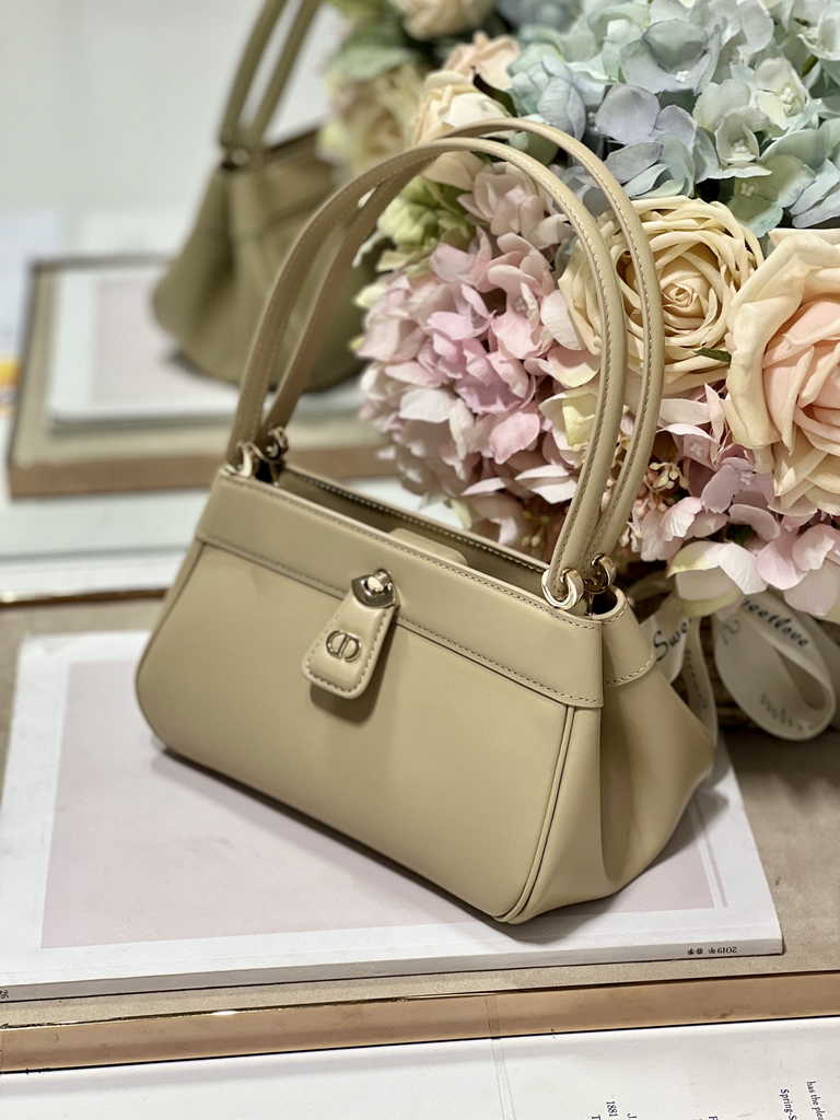 Small Dior Key Bag M1844 Dark Beige Box Calfskin
