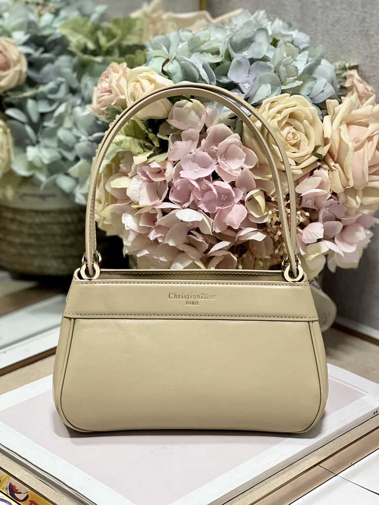 Small Dior Key Bag M1844 Dark Beige Box Calfskin
