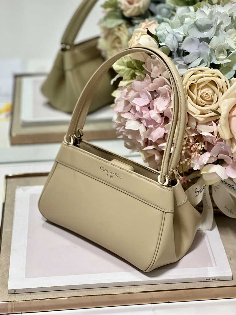 Small Dior Key Bag M1844 Dark Beige Box Calfskin
