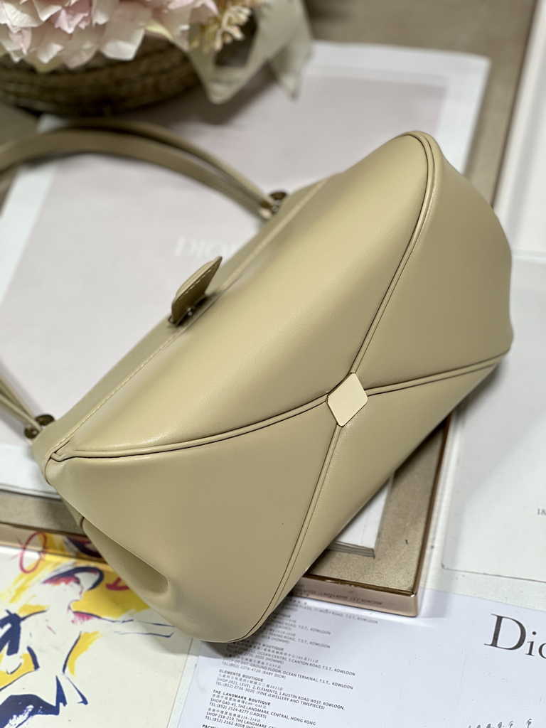 Small Dior Key Bag M1844 Dark Beige Box Calfskin