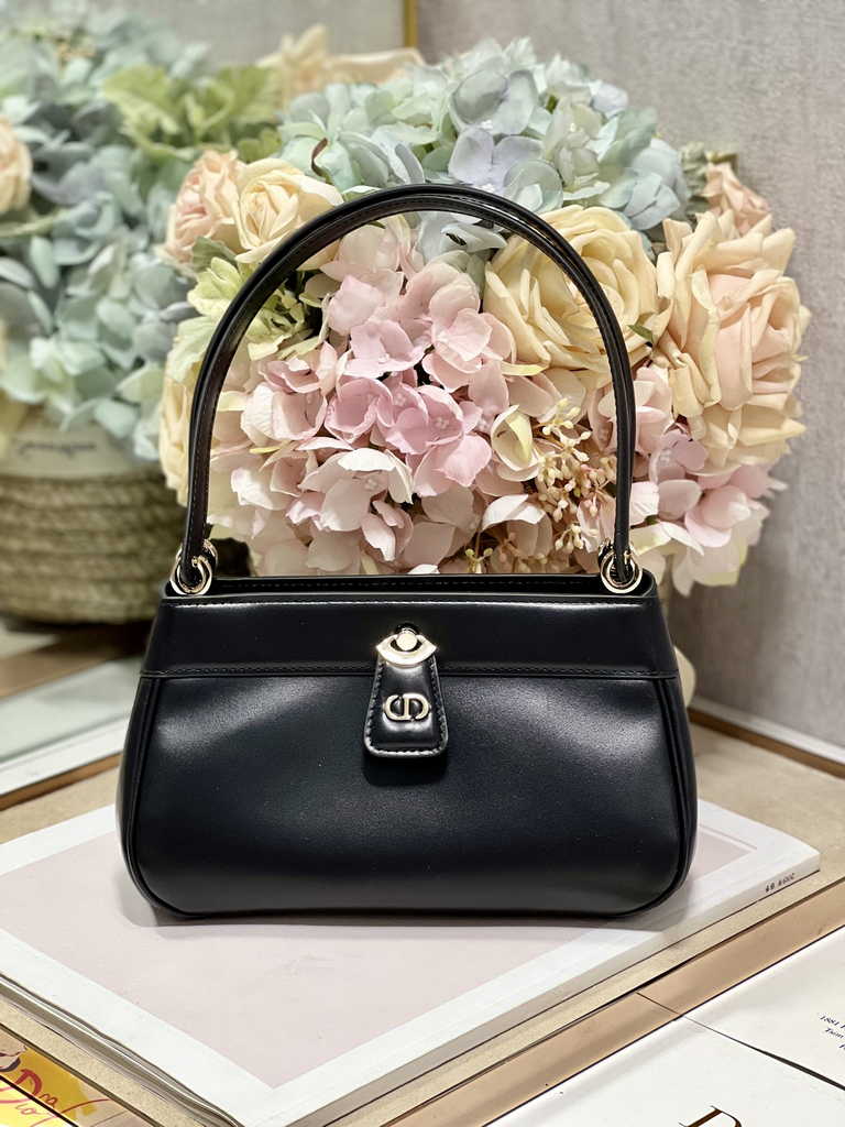 Small Dior Key Bag M1844 Black Box Calfskin