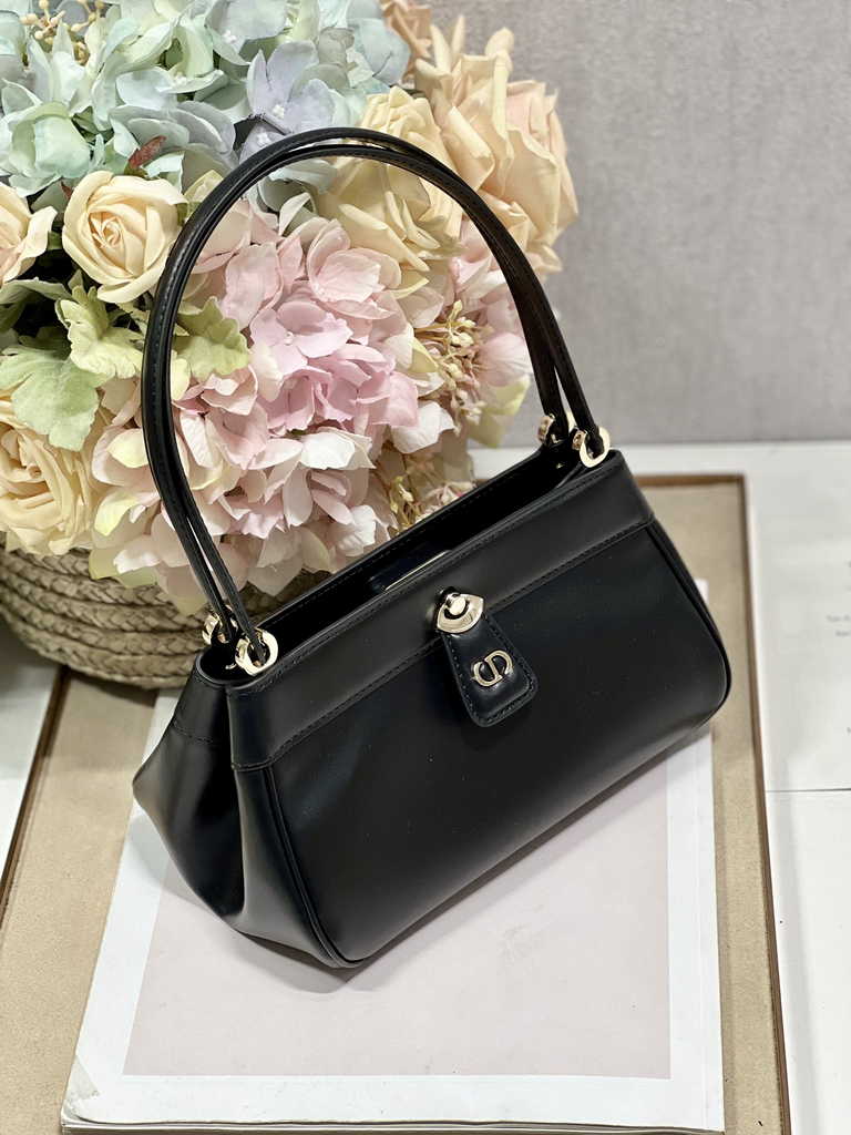 Small Dior Key Bag M1844 Black Box Calfskin