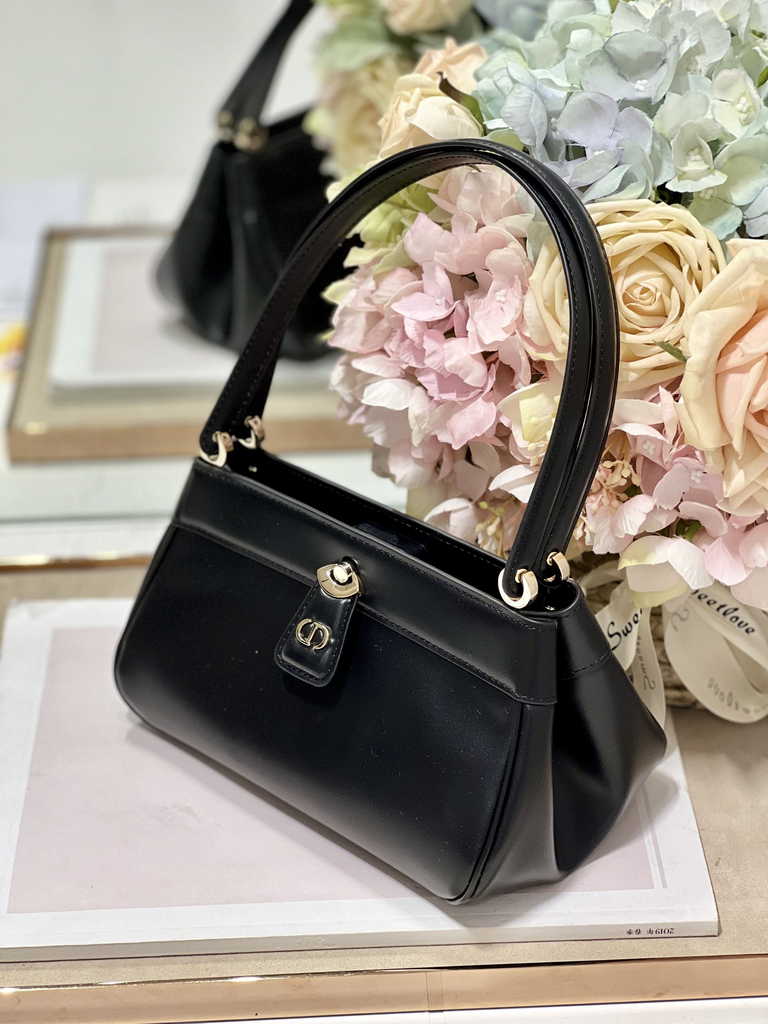 Small Dior Key Bag M1844 Black Box Calfskin