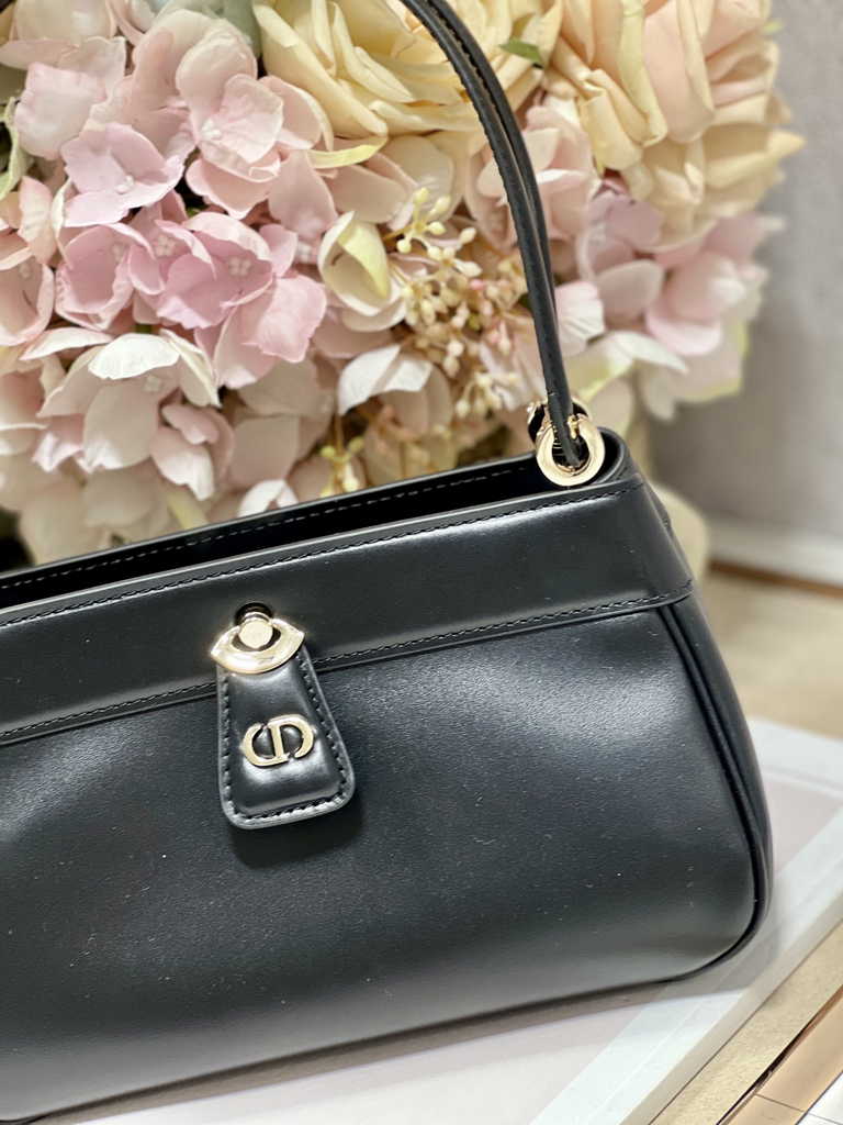 Small Dior Key Bag M1844 Black Box Calfskin