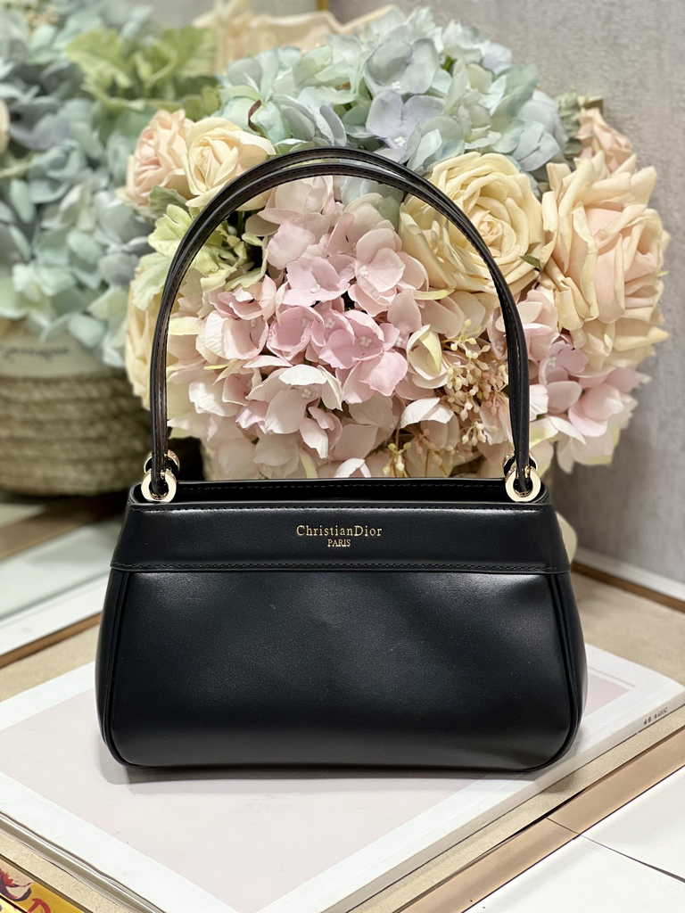 Small Dior Key Bag M1844 Black Box Calfskin
