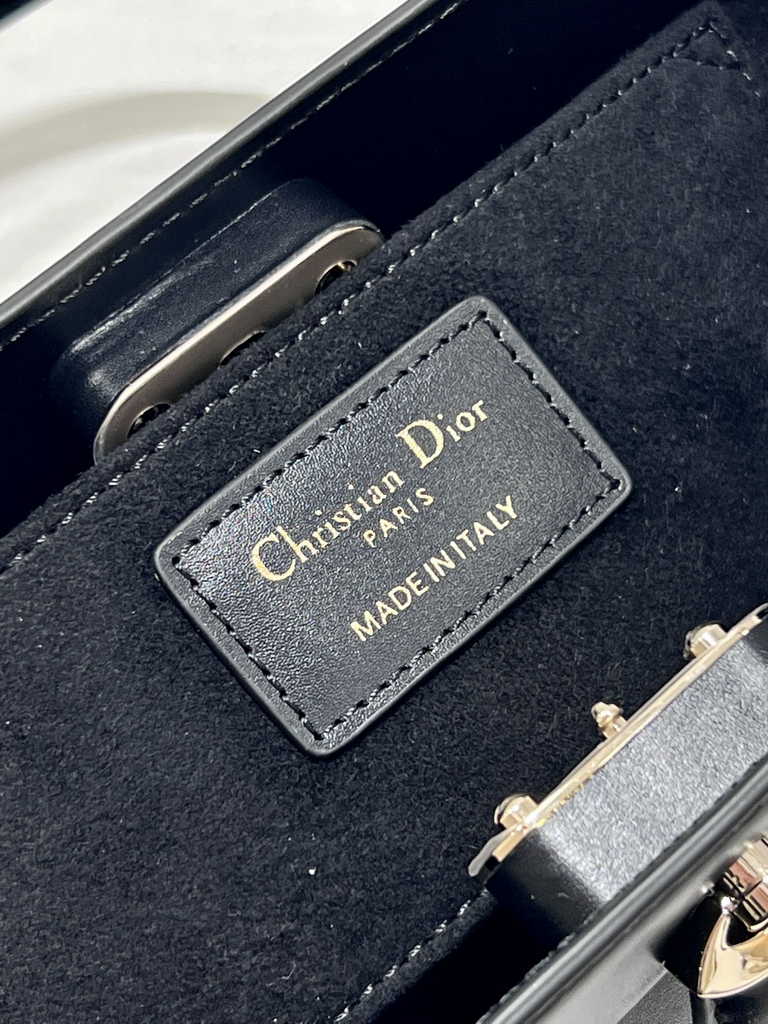 Small Dior Key Bag M1844 Black Box Calfskin
