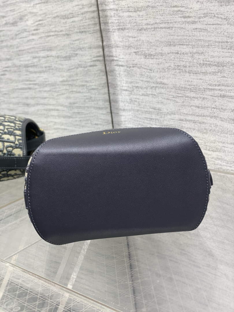 Small Dior Médaillon Bucket Bag - Blue Oblique Jacquard M1531 - Default Title - View 8