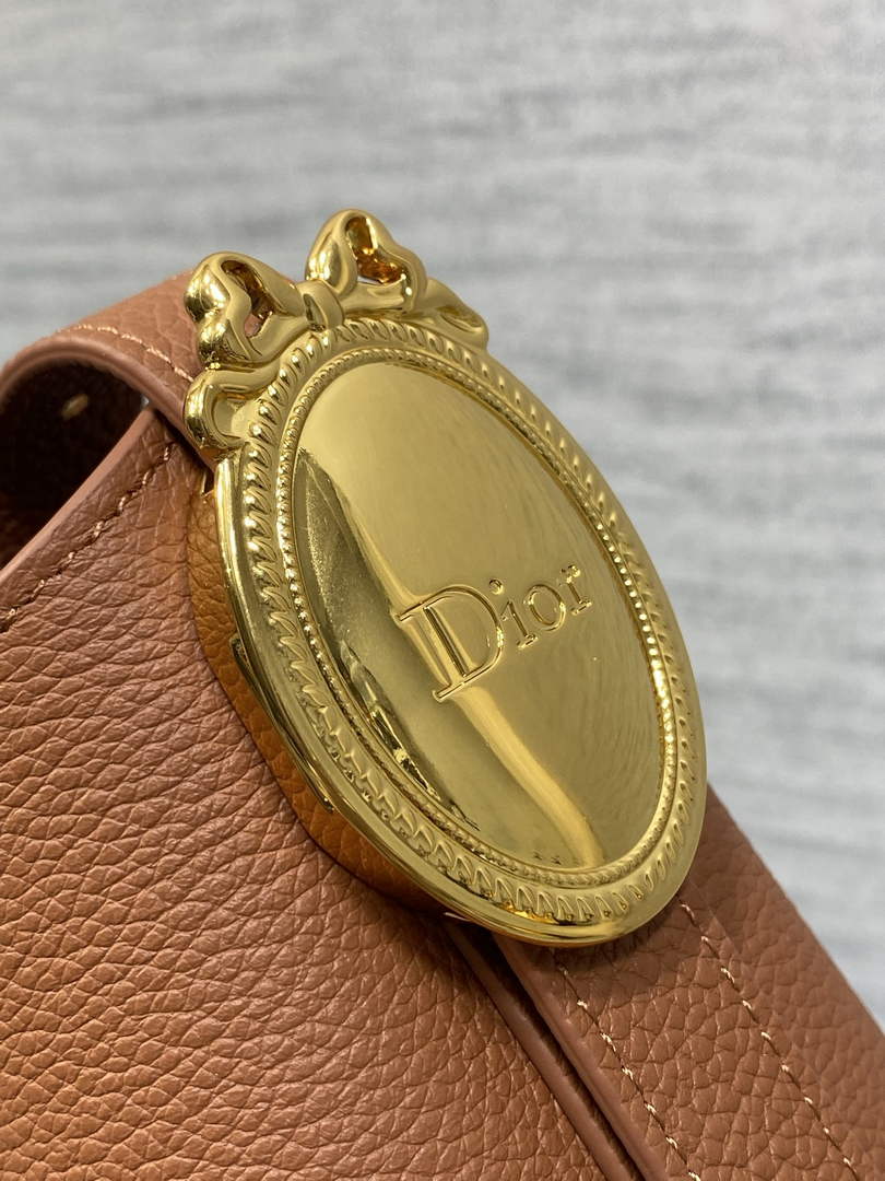 Small Dior Médaillon Bucket Bag - Brown Grained Calfskin M1531 - Default Title - View 5
