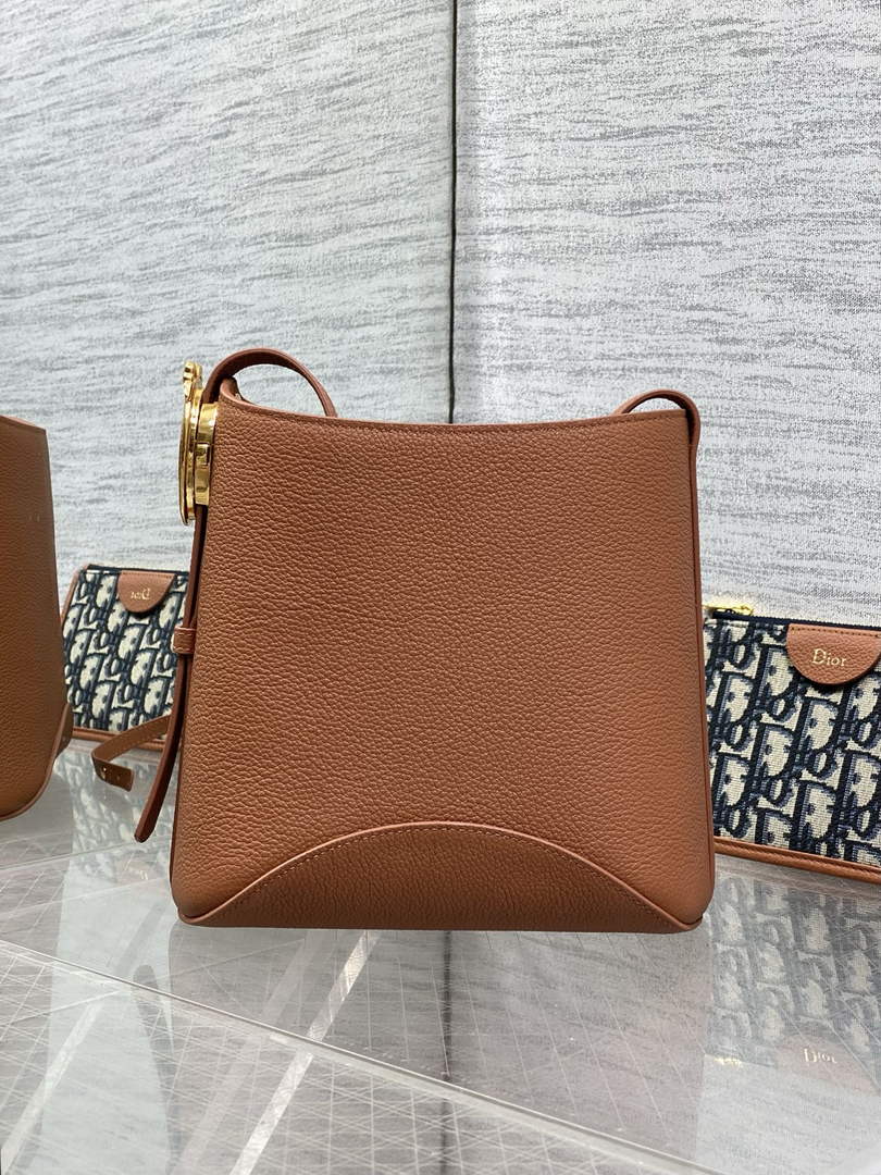Small Dior Médaillon Bucket Bag - Brown Grained Calfskin M1531 - Default Title - View 6