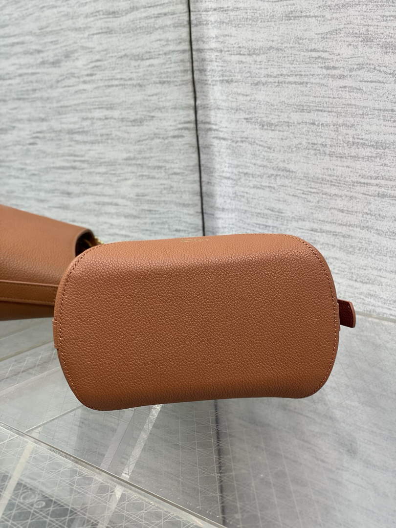 Small Dior Médaillon Bucket Bag - Brown Grained Calfskin M1531 - Default Title - View 8