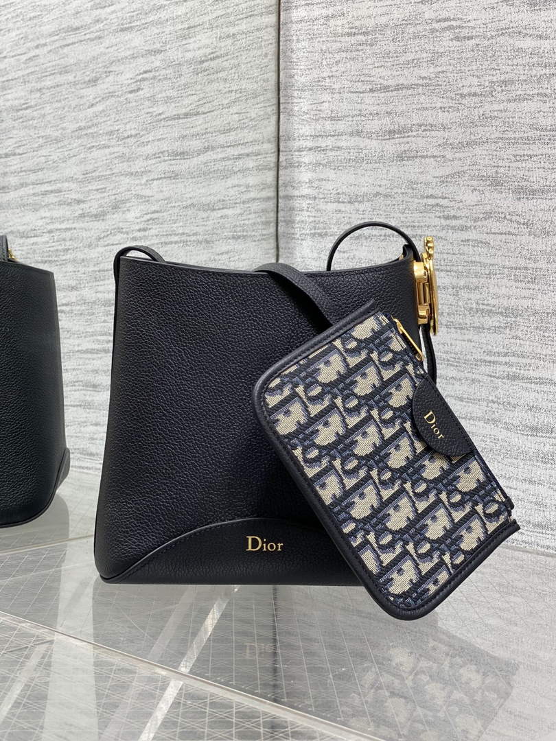 Small Dior Médaillon Bucket Bag - Black Grained Calfskin M1531 - Default Title - View 2