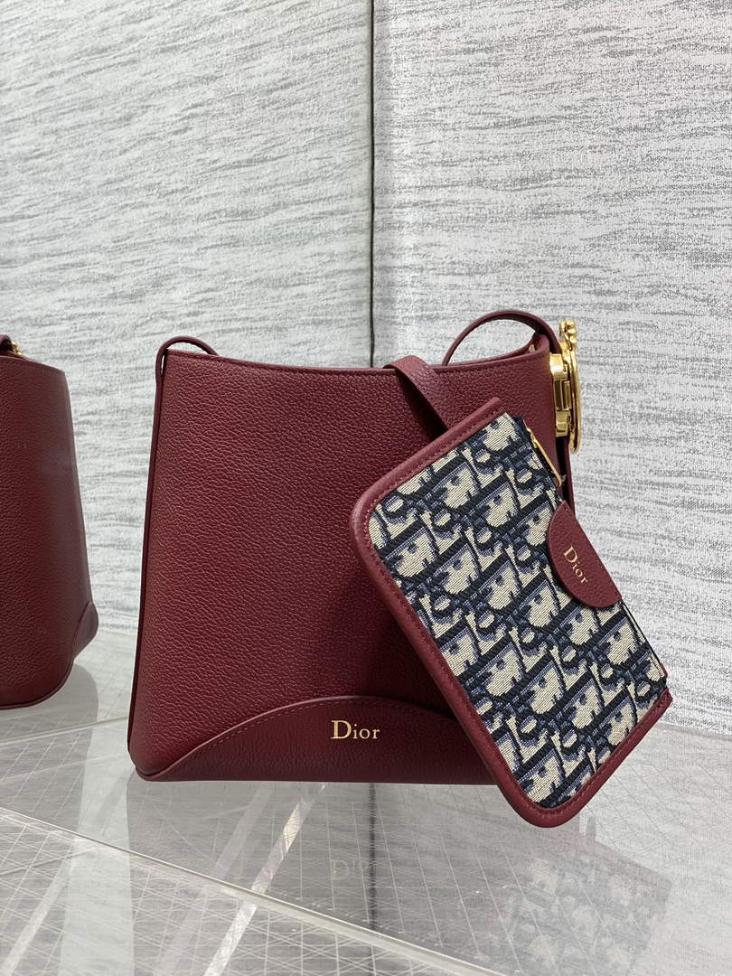 Small Dior Médaillon Bucket Bag - Red Grained Calfskin M1531 - Default Title - View 2