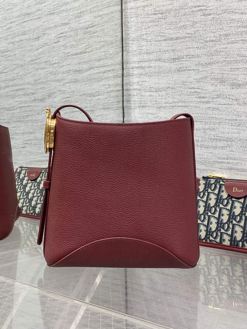 Small Dior Médaillon Bucket Bag - Red Grained Calfskin M1531 - Default Title - View 6