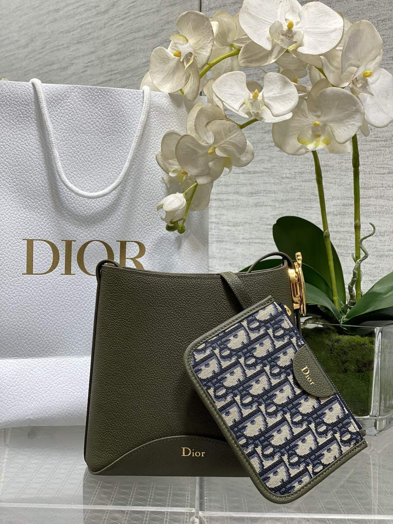 Small Dior Médaillon Bucket Bag - Green Grained Calfskin M1531 - Default Title - View 1