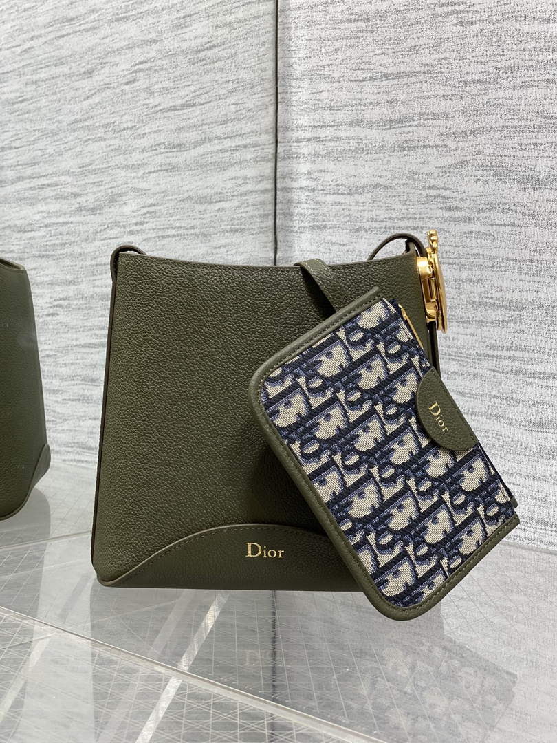 Small Dior Médaillon Bucket Bag - Green Grained Calfskin M1531 - Default Title - View 2