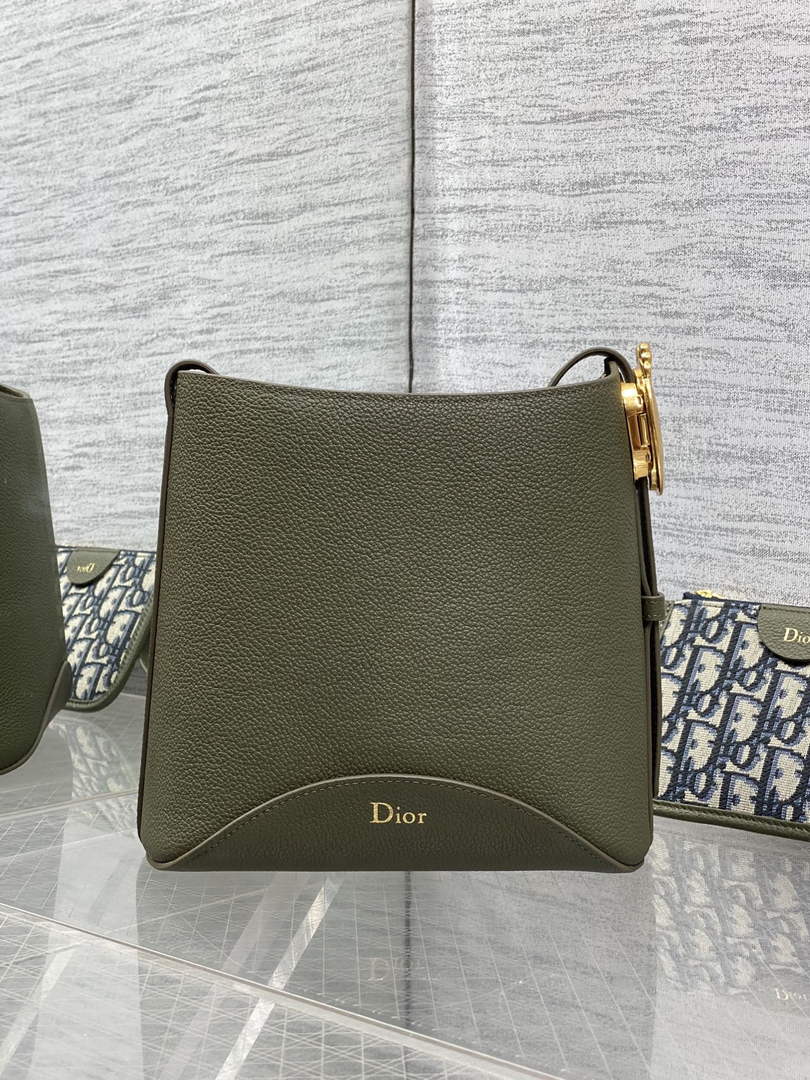 Small Dior Médaillon Bucket Bag - Green Grained Calfskin M1531 - Default Title - View 3