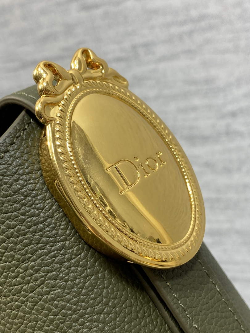 Small Dior Médaillon Bucket Bag - Green Grained Calfskin M1531 - Default Title - View 5