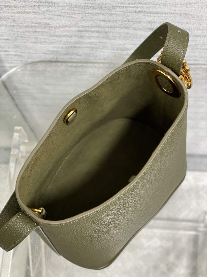 Small Dior Médaillon Bucket Bag - Green Grained Calfskin M1531 - Default Title - View 8